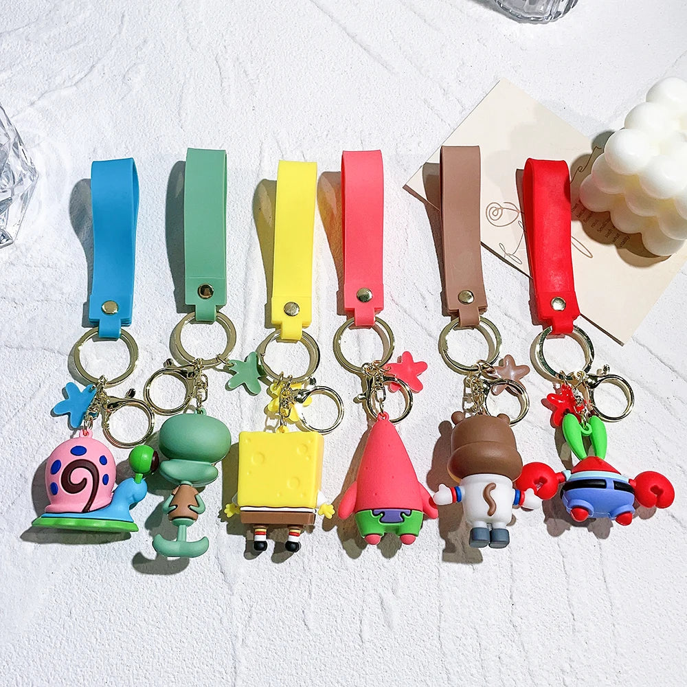 Cartoon Cute Sponge Baby Doll Pendant Car Keychain Pendant Couple Bag Keychain Accessories Wholesale
