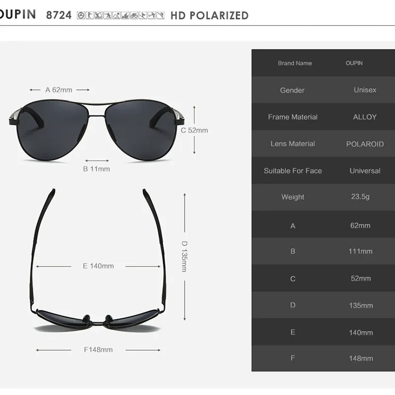 Sunglasses Men Polarized Sunglasses Aluminum Leg Frame UV400 Sun Glasses Classic Pilot Mirror Sunglasses Men