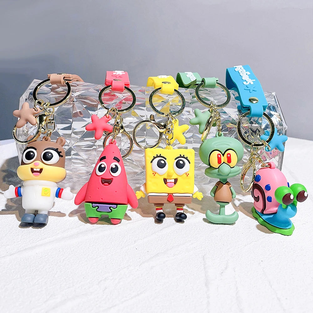 Cartoon Cute Sponge Baby Doll Pendant Car Keychain Pendant Couple Bag Keychain Accessories Wholesale