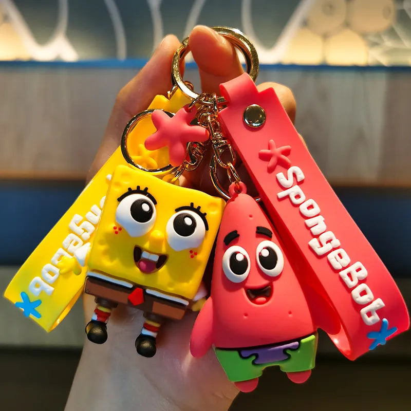 Cartoon Cute Sponge Baby Doll Pendant Car Keychain Pendant Couple Bag Keychain Accessories Wholesale