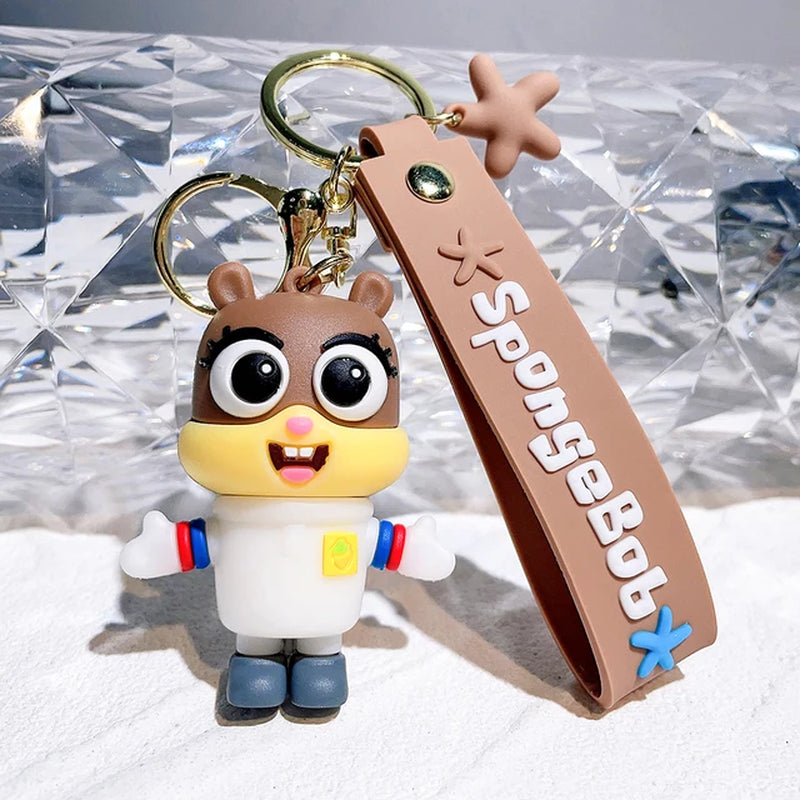 Cartoon Cute Sponge Baby Doll Pendant Car Keychain Pendant Couple Bag Keychain Accessories Wholesale